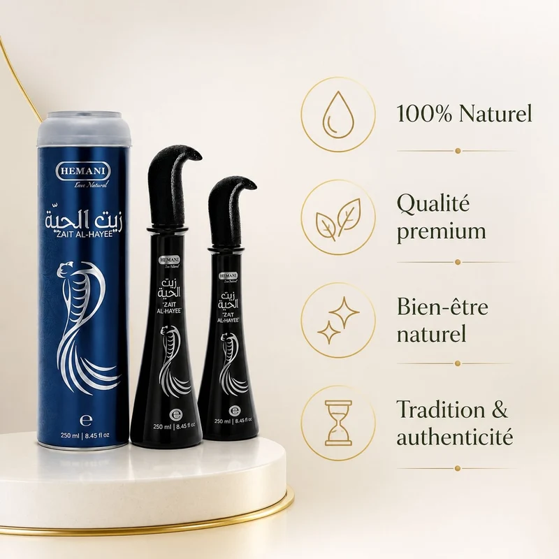 3 Huiles de Serpent pour cheveux Zait Al Hayee - Hemani - 250 ml