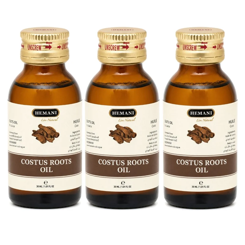 3 Huile de Costus Indien 30mL Hemani 100% naturelle