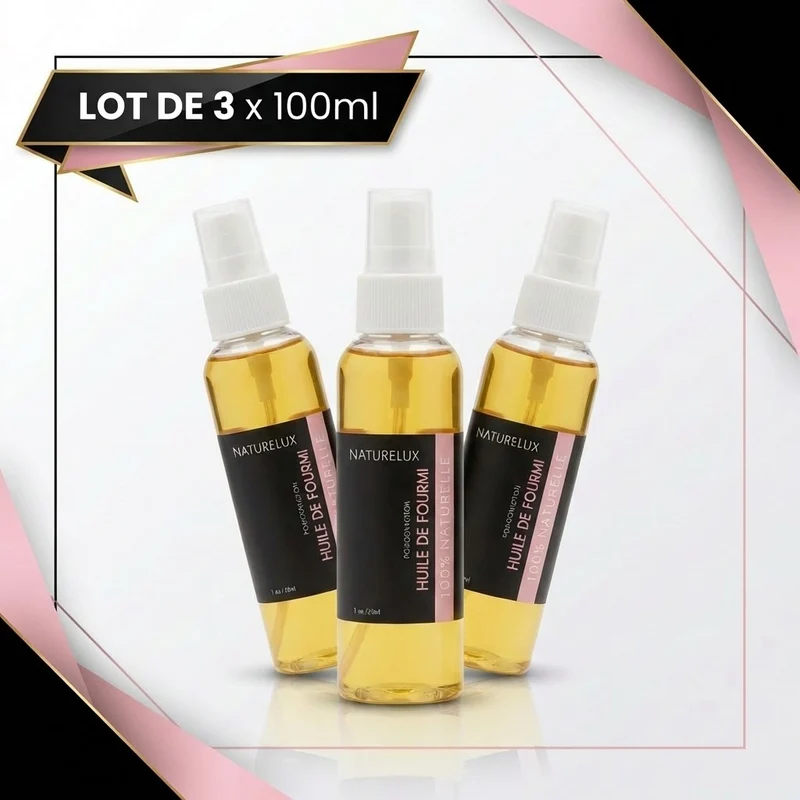 3 Huile de Fourmi Contre la Pousse des Poils 100mL Spray 100% Naturelle