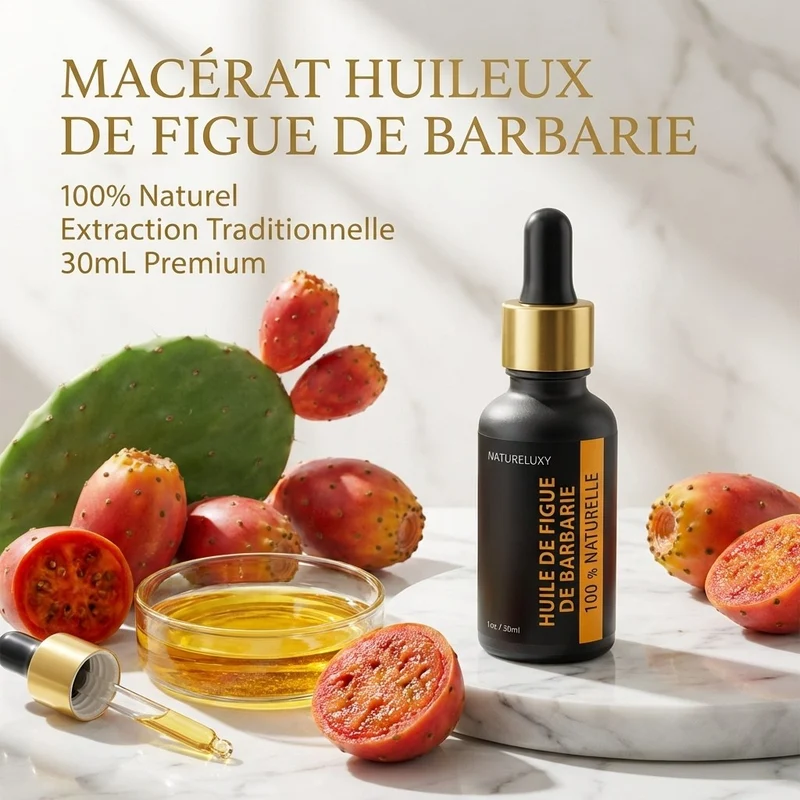 Lot de 3 Huiles de Figue de Barbarie 30 ml Pipette — 100% naturelle, Huile végétale visage anti-âge (3×30 ml)