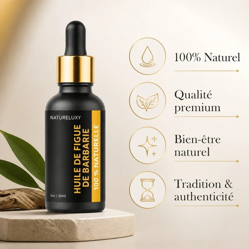 Lot de 3 Huiles de Figue de Barbarie 30 ml Pipette — 100% naturelle, Huile végétale visage anti-âge (3×30 ml)