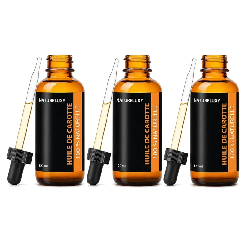 3 Huile de Carotte 100mL pipette 100% Naturelle
