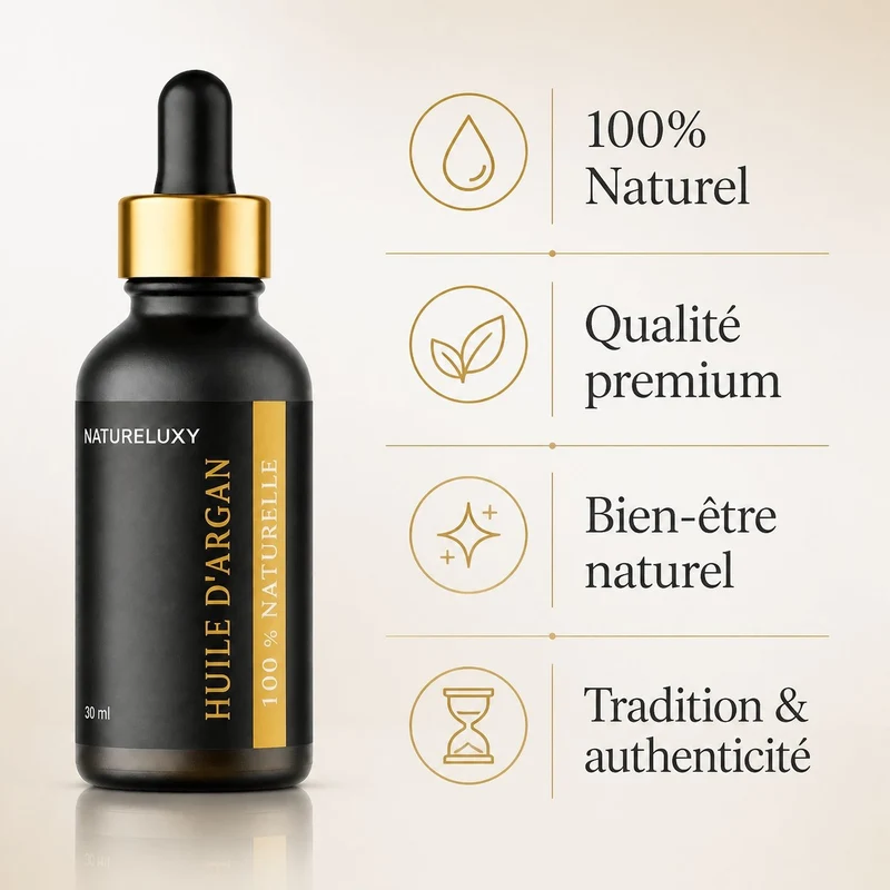 3 Huile d'Argan 30mL Pipette 100% naturelle