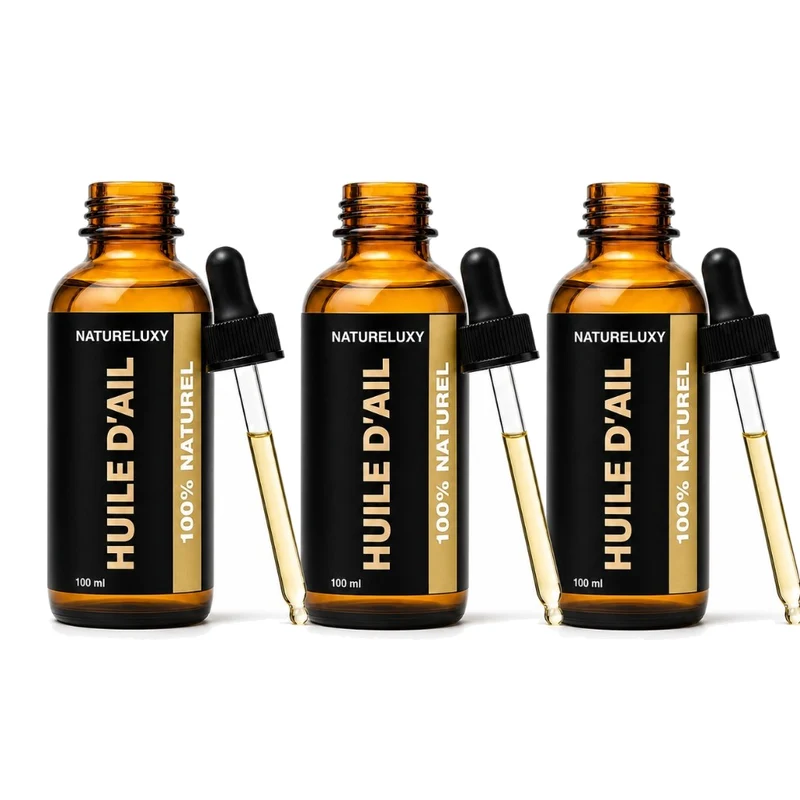 3 Huile d'Ail 100mL Pipette 100% Naturelle