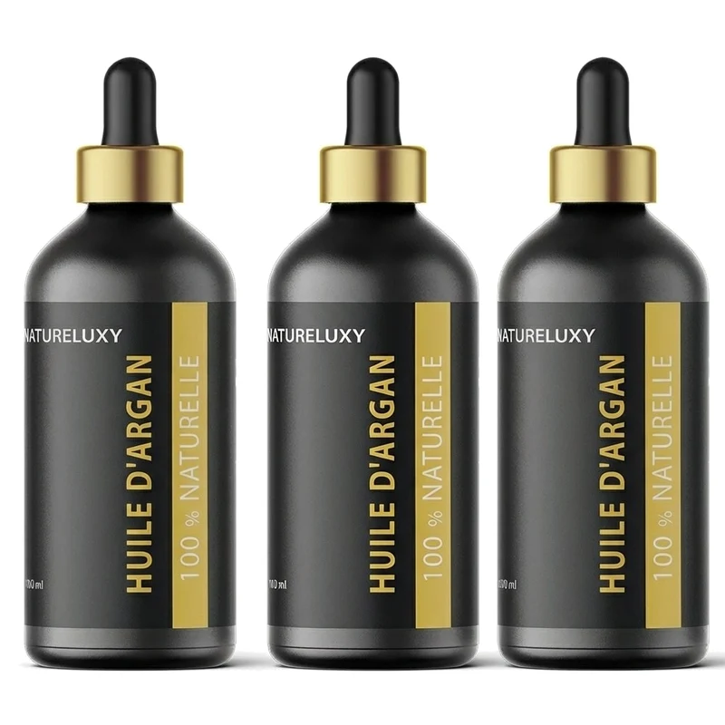 3 Huile d'Argan 100mL Pipette 100% naturelle