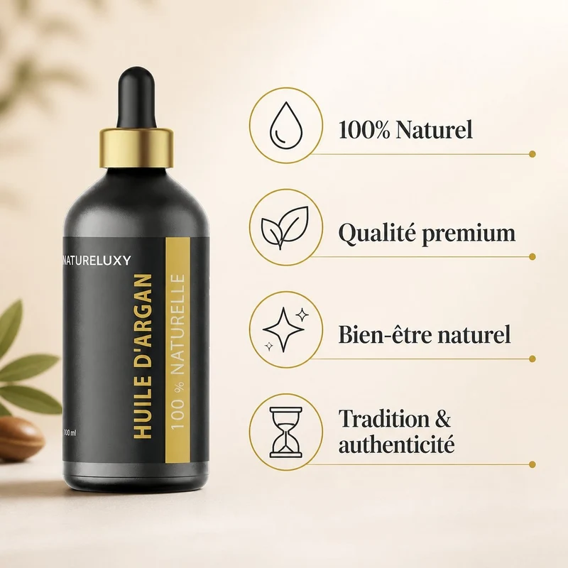 3 Huile d'Argan 100mL Pipette 100% naturelle