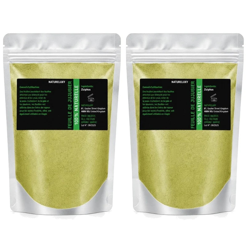 Lot 2x80g Poudre de Sidr Naturelle (Feuille Jujubier Ziziphus) | NatureLuxy