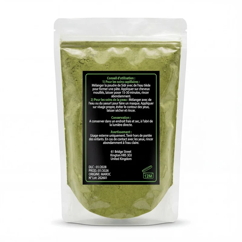 Lot 2x80g Poudre de Sidr Naturelle (Feuille Jujubier Ziziphus) | NatureLuxy