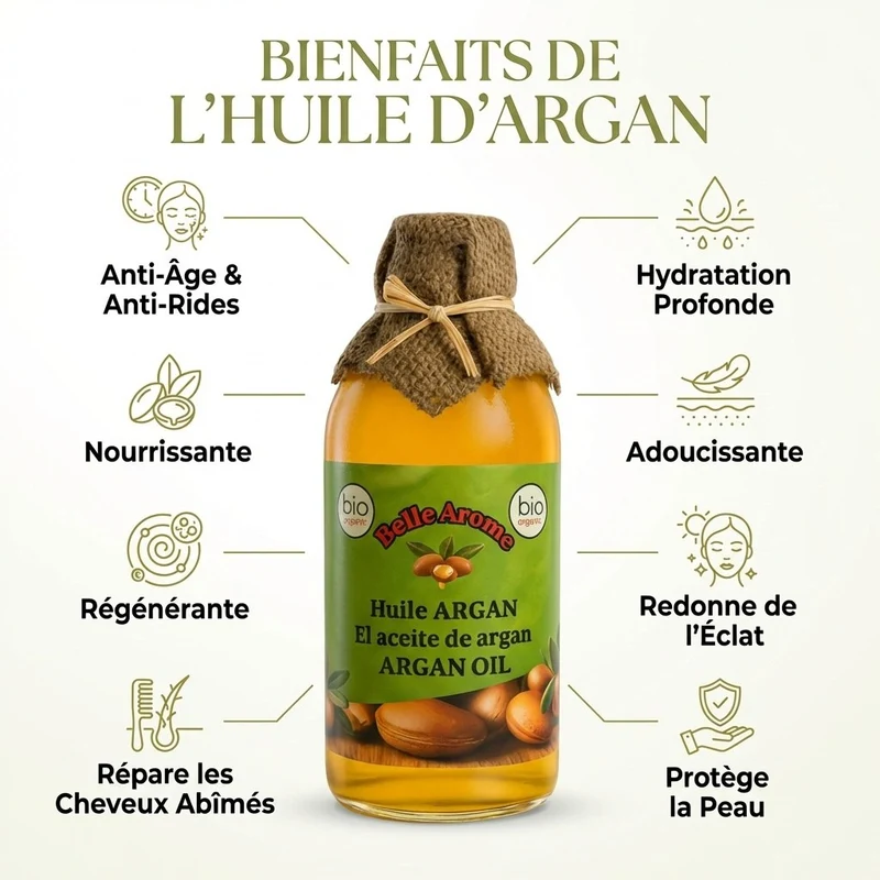 2X1L Huile d'Argan 100% naturelle et bio