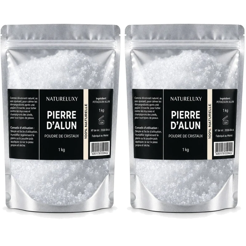 2kg Pierre d'Alun en Poudre - Déodorant Naturel au Potassium Alum
