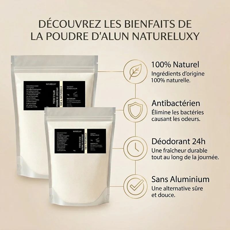 2kg Pierre d'Alun en Poudre - Déodorant Naturel au Potassium Alum
