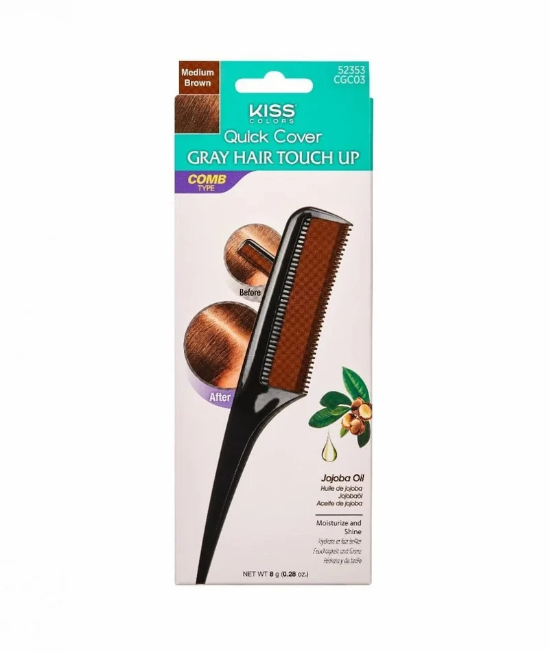 Kiss Quick Cover - Peigne à cheveux colorant & couvrant cheveux blancs "Kiss Quick Cover Gray Hair Touch Up Comb" - 20g Plusieurs couleurs
