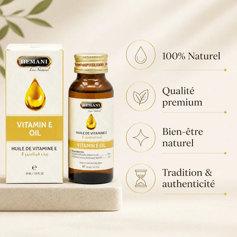 2 Huile de Vitamine E 30mL 100% Naturelle Hemani