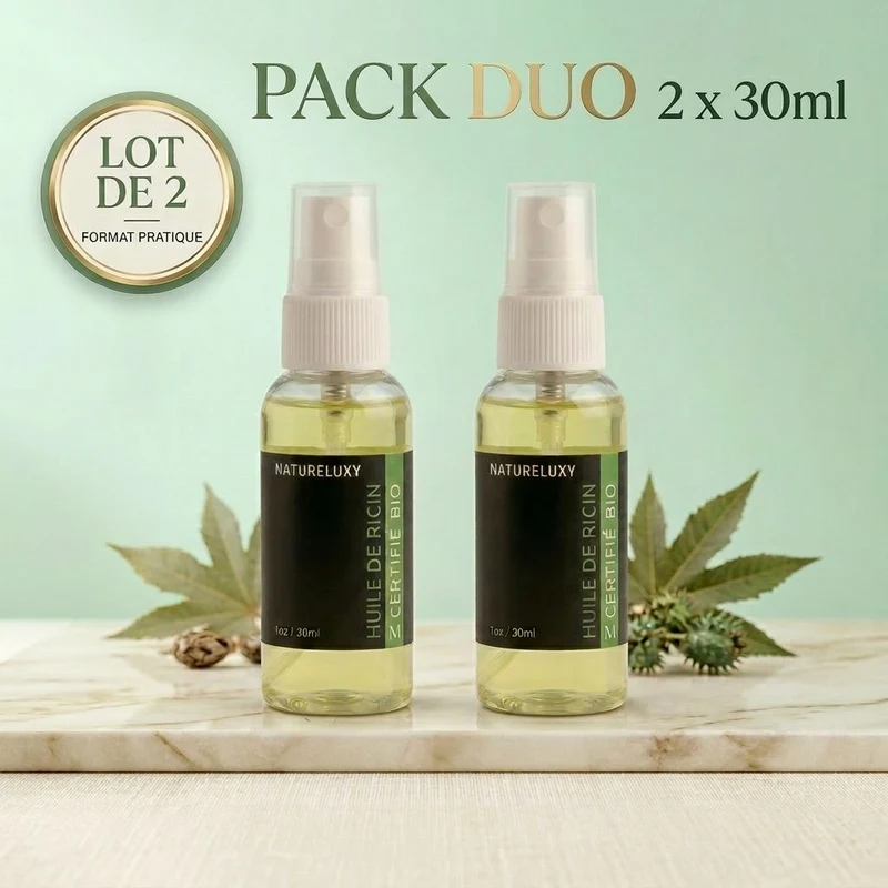 2 Huile de Ricin 30mL 100% Naturelle Spray