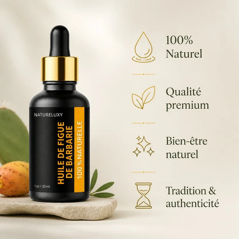 Lot 2× Huile de Figue de Barbarie 30 ml Pipette – Soin visage anti-âge, peaux matures & déshydratées (Origine Maroc)