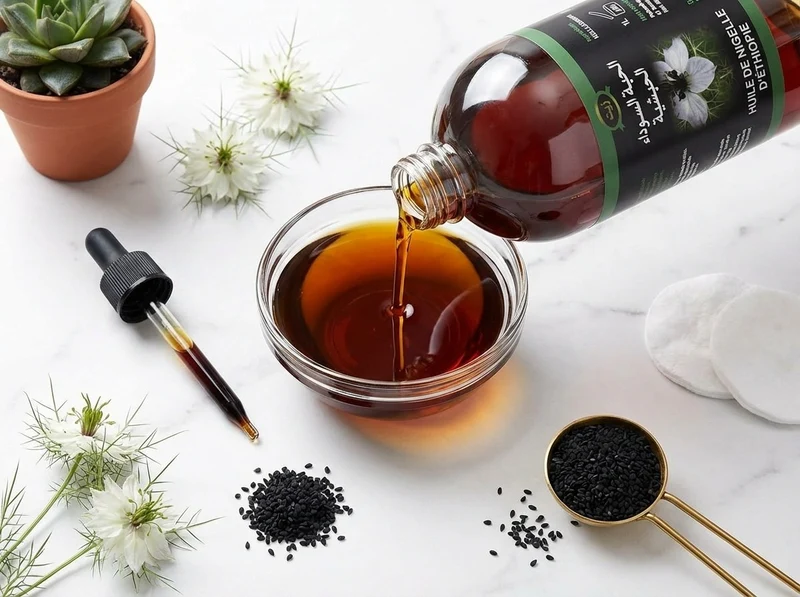 Huile de Nigelle d’Éthiopie Haute Qualité 1L – Pressée à froid – Non filtrée – Cosmétique & Comestible (Habashia)