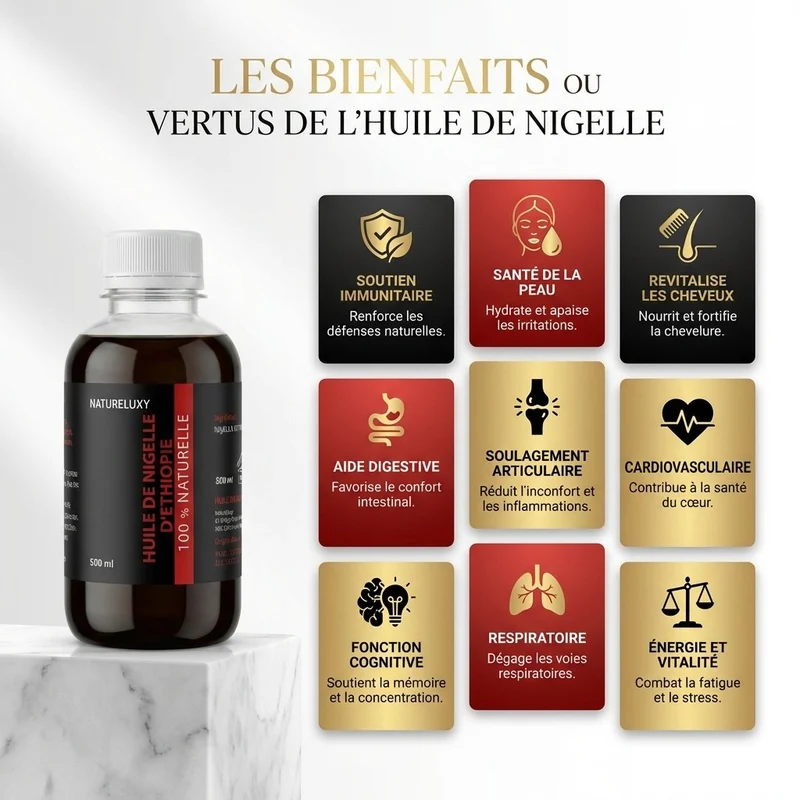 Huile de Nigelle d’Éthiopie Habashia 500 mL – Huile de graine noire haute qualité