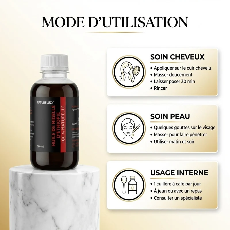 Huile de Nigelle d’Éthiopie Habashia 500 mL – Huile de graine noire haute qualité