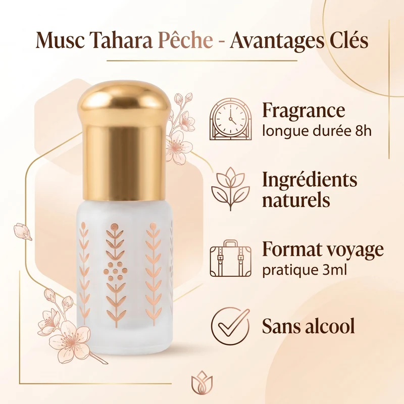 Musc Tahara Pêche 3 mL - Musc Blanc Parfumé