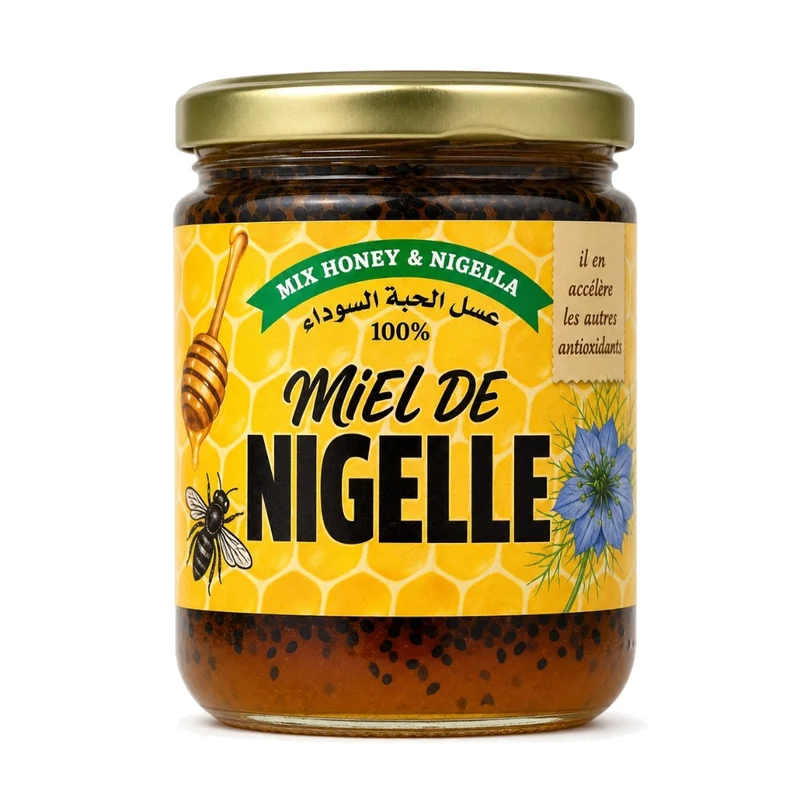 Miel & Nigelle 100% Naturelle 250 g – Miel de montagne & nigelle moulue