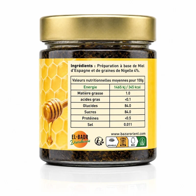 Miel & Nigelle 100% Naturelle 250 g – Miel de montagne & nigelle moulue