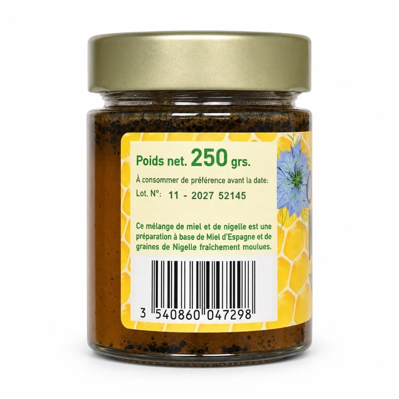Miel & Nigelle 100% Naturelle 250 g – Miel de montagne & nigelle moulue