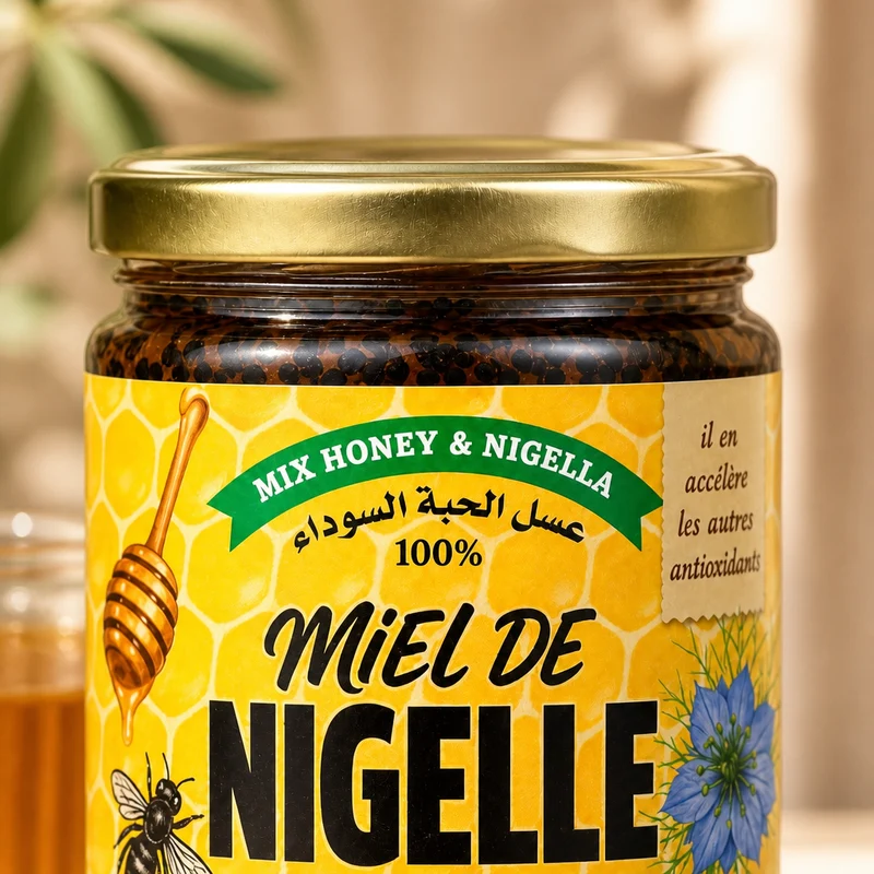Miel & Nigelle 100% Naturelle 250 g – Miel de montagne & nigelle moulue