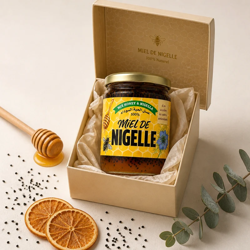 Miel & Nigelle 100% Naturelle 250 g – Miel de montagne & nigelle moulue