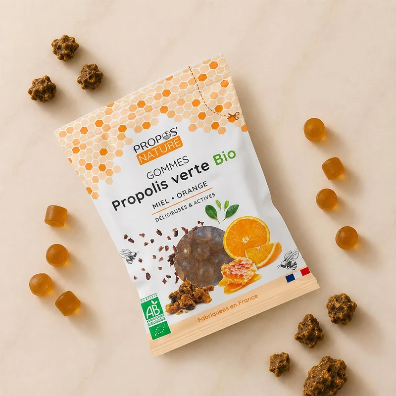 Gommes Propolis verte, Miel et Orange