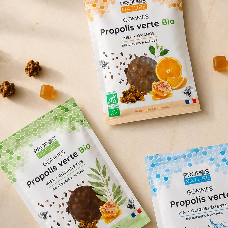 Gommes Propolis verte, Miel et Orange