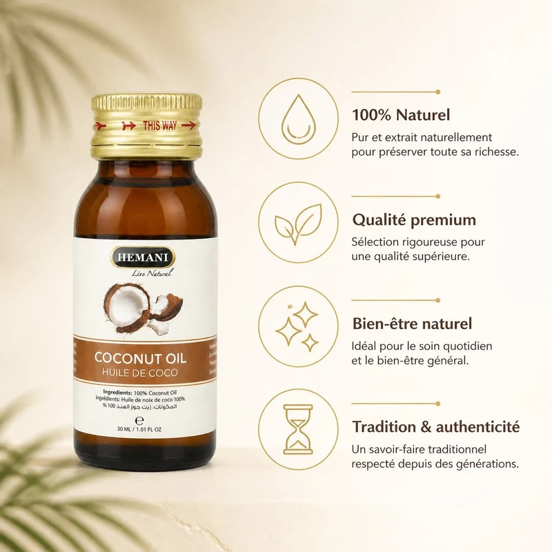 Huile de Coco 30mL 100% Naturelle Hemani