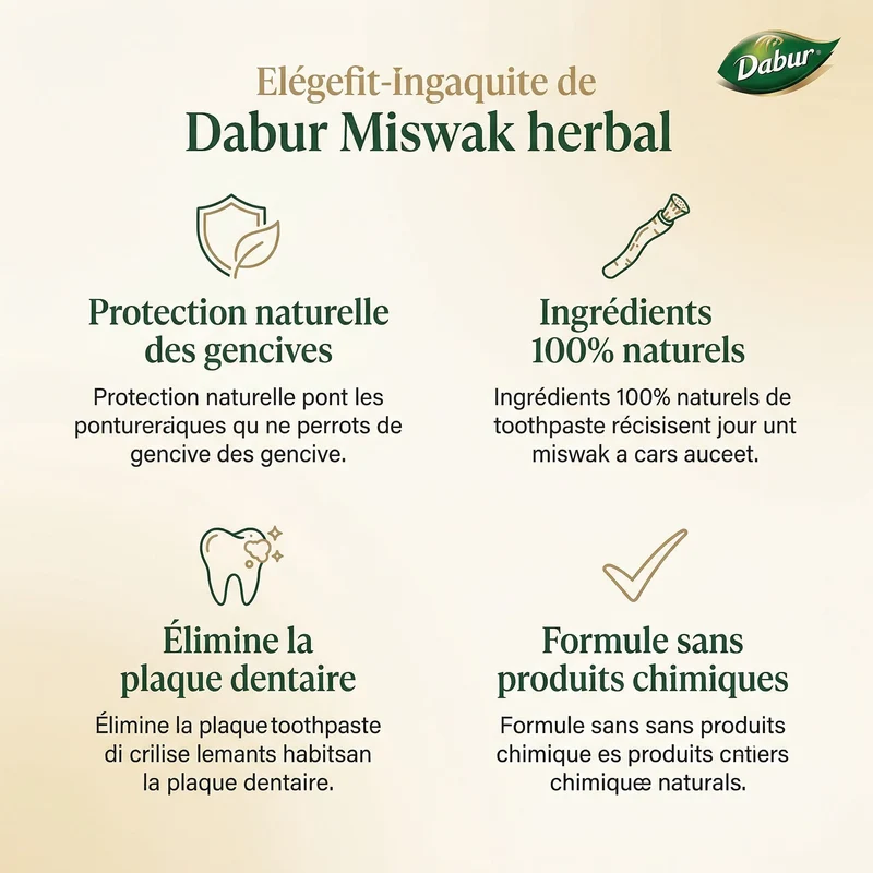 Lot de 2 Dabur Miswak Dentifrice sans fluor – (50 g + 25 g) – Extrait d’Al-Arak