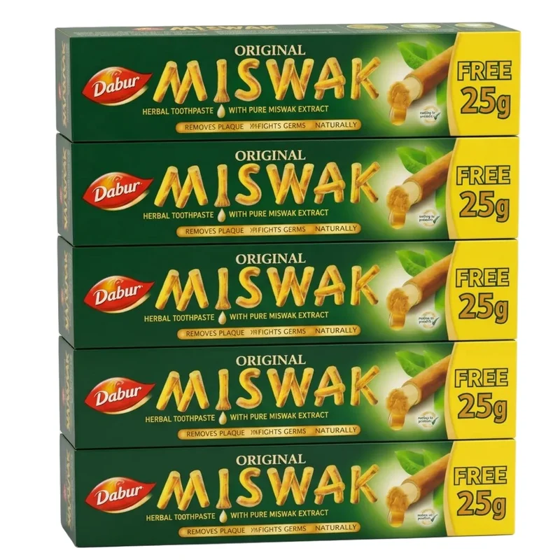 Dabur Dentifrice Miswak Sans Fluor Lot 5x75g 375g Total