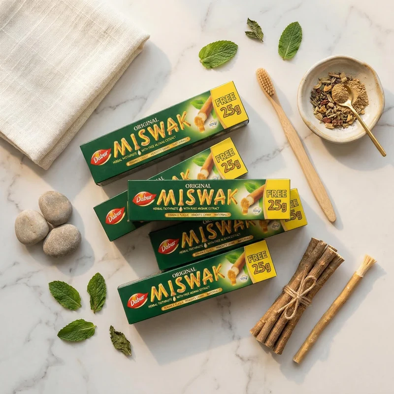 Dabur Dentifrice Miswak Sans Fluor Lot 5x75g 375g Total