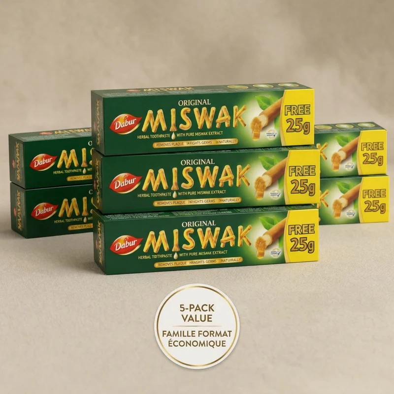 Dabur Dentifrice Miswak Sans Fluor Lot 5x75g 375g Total