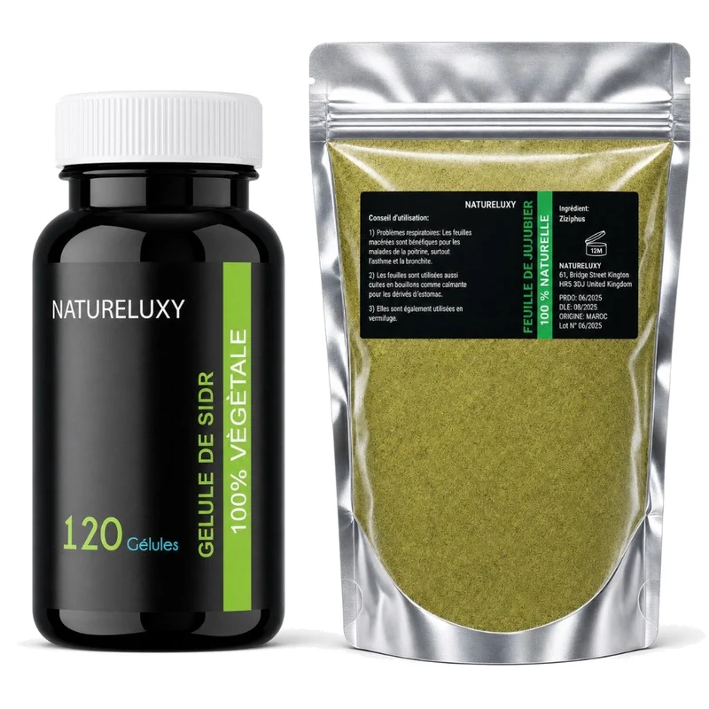 Pack 120 gélules de Sidr + Poudre de Sidr 80g (Feuilles de Jujubier)