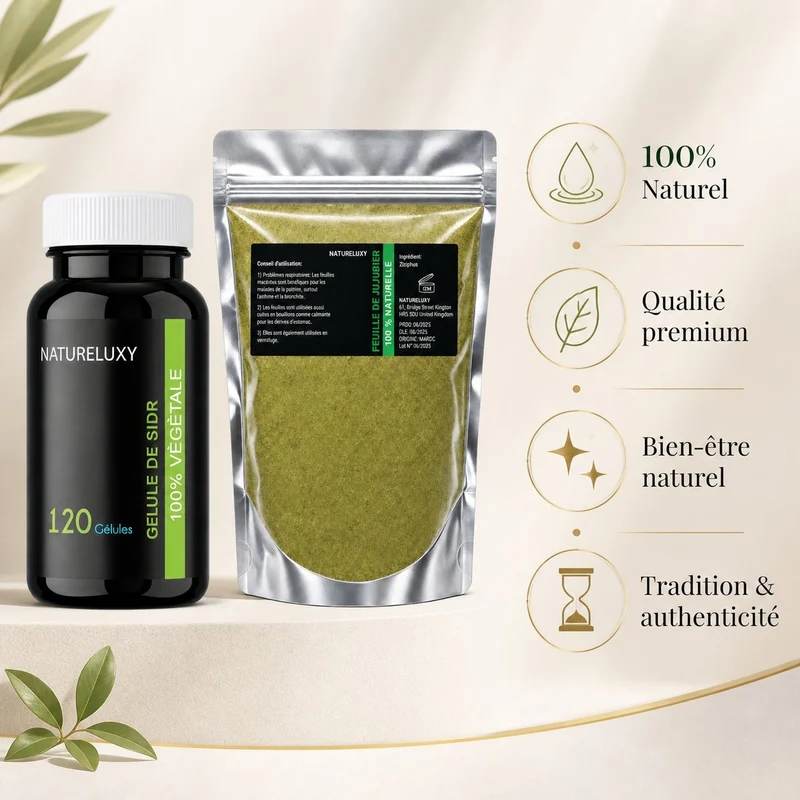 Pack 120 gélules de Sidr + Poudre de Sidr 80g (Feuilles de Jujubier)