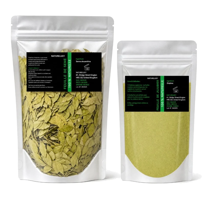 Pack Feuilles de séné - 80 g 100% Naturel + Poudre de Sidr 80g