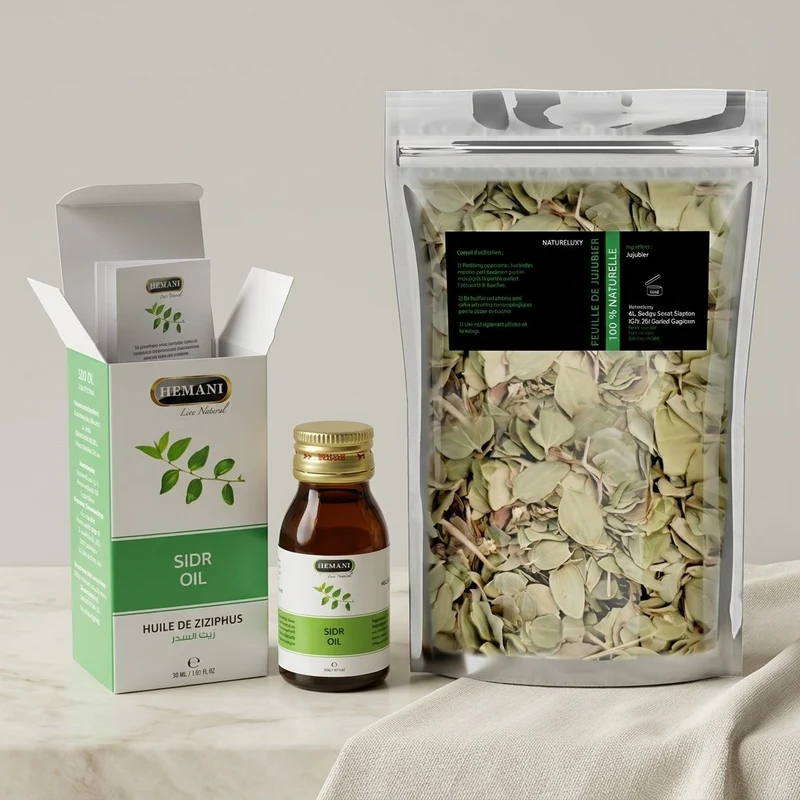 Pack Huile de Sidr 30mL Hemani + Feuille de Sidr (Feuilles de Jujubier)