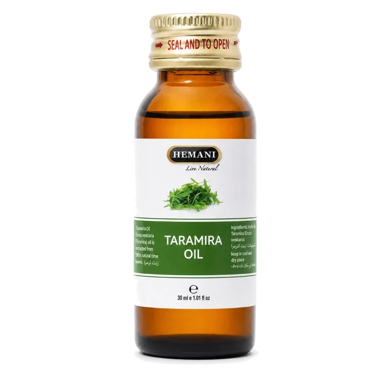 Huile de Roquette Hemani 30ml – 100% Naturelle Cheveux & Peau (Taramira / Arugula Oil)