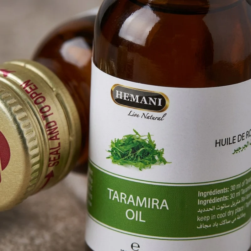 Huile de Roquette Hemani 30ml – 100% Naturelle Cheveux & Peau (Taramira / Arugula Oil)