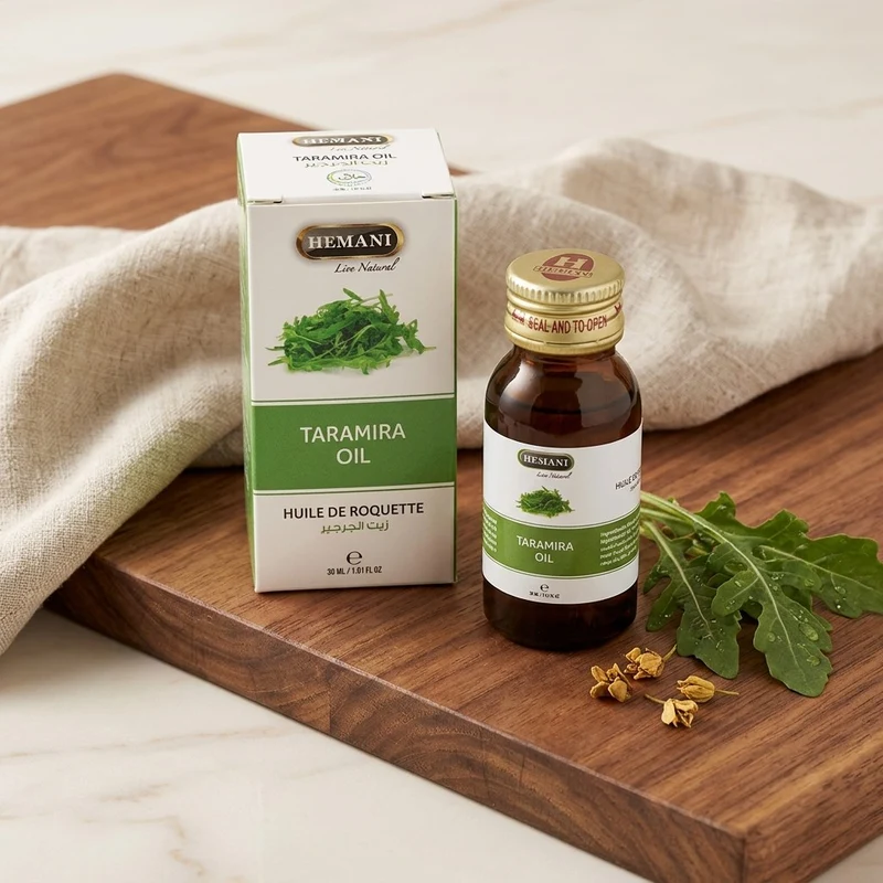 Huile de Roquette Hemani 30ml – 100% Naturelle Cheveux & Peau (Taramira / Arugula Oil)