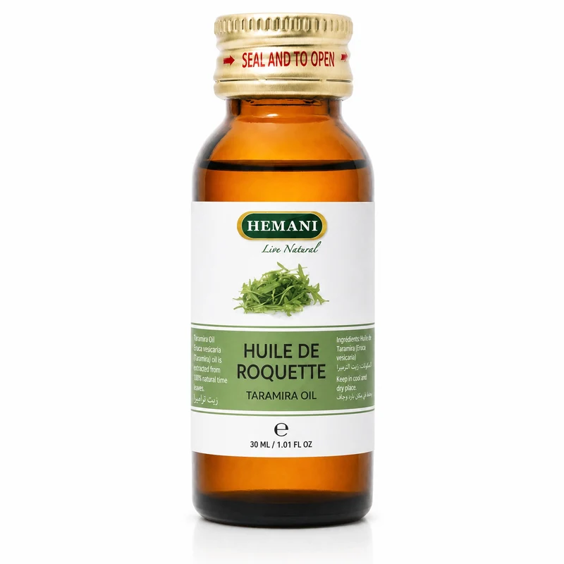 Huile de Roquette Hemani 30ml – 100% Naturelle Cheveux & Peau (Taramira / Arugula Oil)