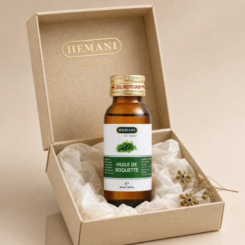 Huile de Roquette Hemani 30ml – 100% Naturelle Cheveux & Peau (Taramira / Arugula Oil)