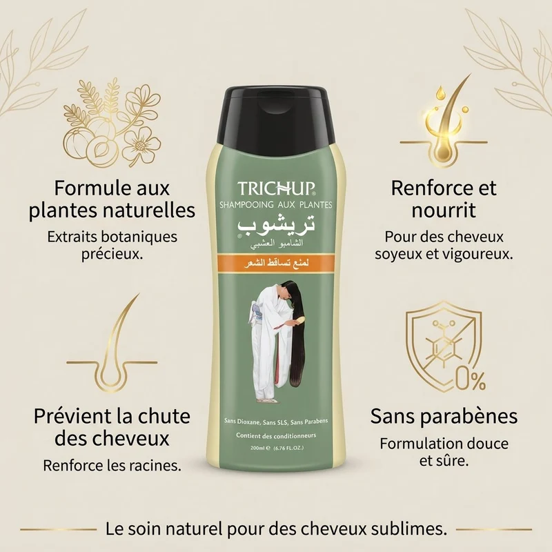 Shampoing Anti-Chute Trichup 200 mL Sans Sulfate – Amla Réglisse Bhringaraj