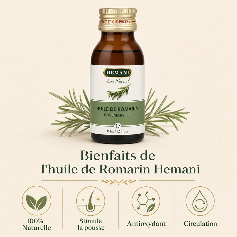 Huile de romarin 30mL 100% Naturel Hemani