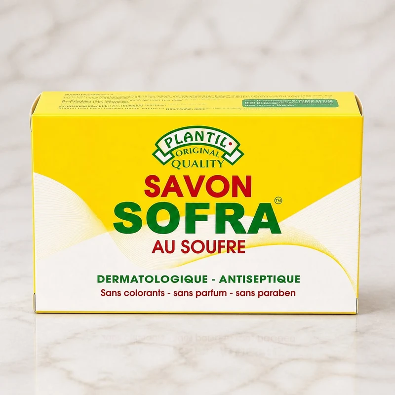 Lot de 2 – Savon Sofra au Soufre Anti-Acné (Peaux Grasses & Sensibles) | Sans Parfum, Sans Paraben, Sans Colorant