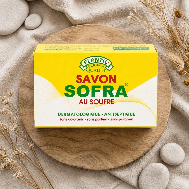 Lot de 2 – Savon Sofra au Soufre Anti-Acné (Peaux Grasses & Sensibles) | Sans Parfum, Sans Paraben, Sans Colorant