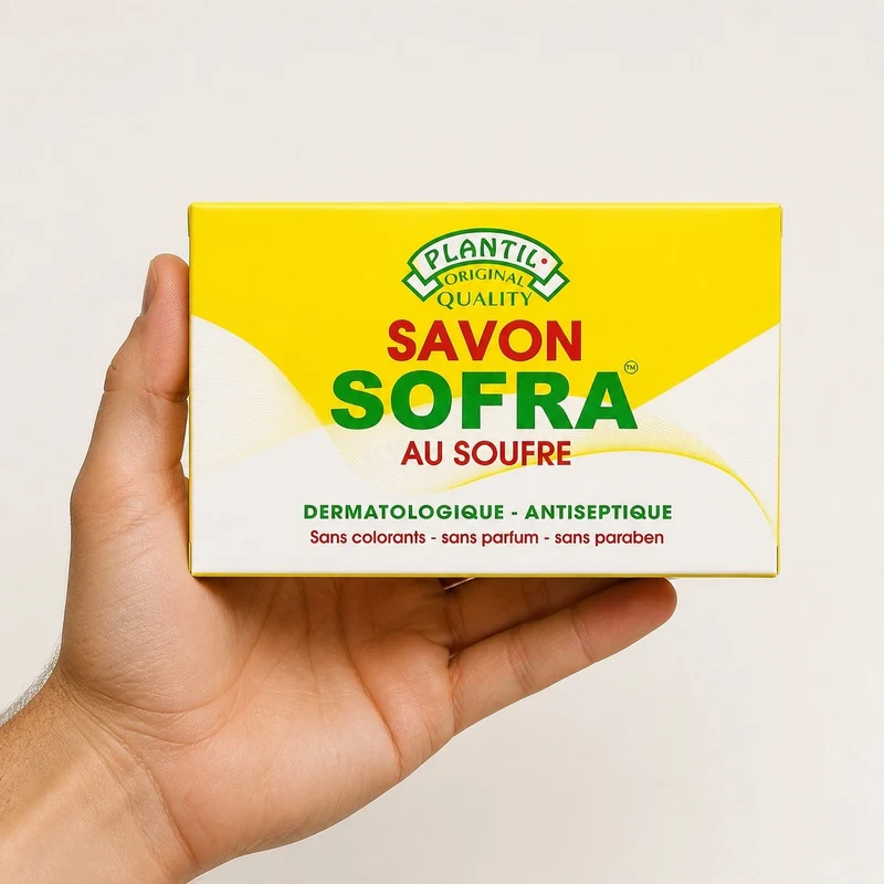 Lot de 2 – Savon Sofra au Soufre Anti-Acné (Peaux Grasses & Sensibles) | Sans Parfum, Sans Paraben, Sans Colorant