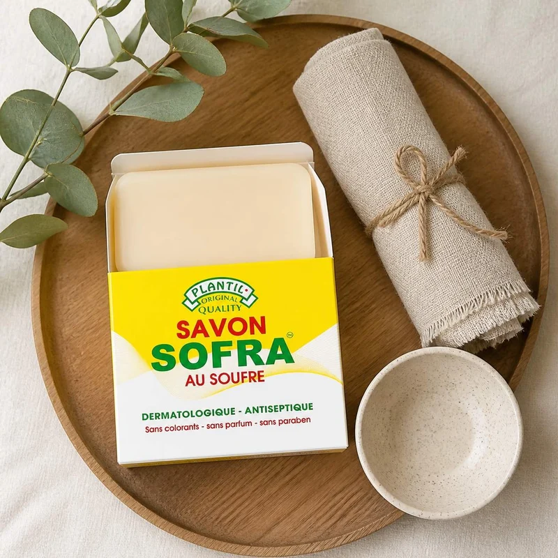 Lot de 2 – Savon Sofra au Soufre Anti-Acné (Peaux Grasses & Sensibles) | Sans Parfum, Sans Paraben, Sans Colorant